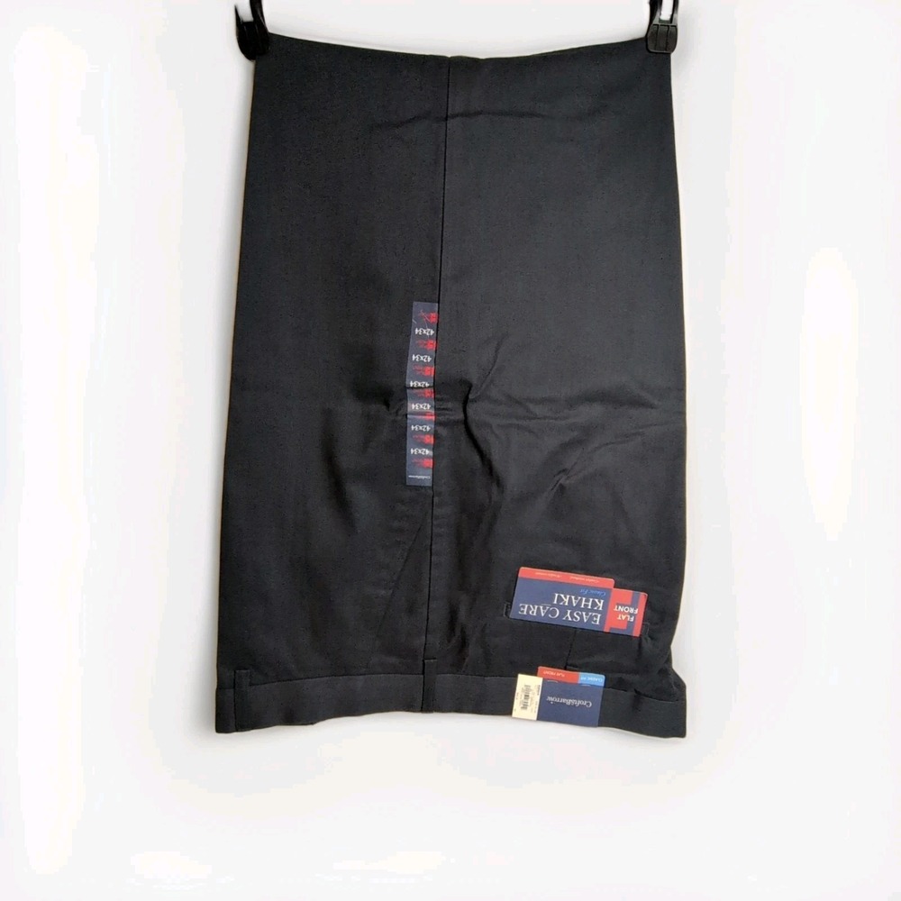 Croft and Barrow Men's Flat Front Easy Care‎ Khaki Classic Fit 42x34  Navy Blue